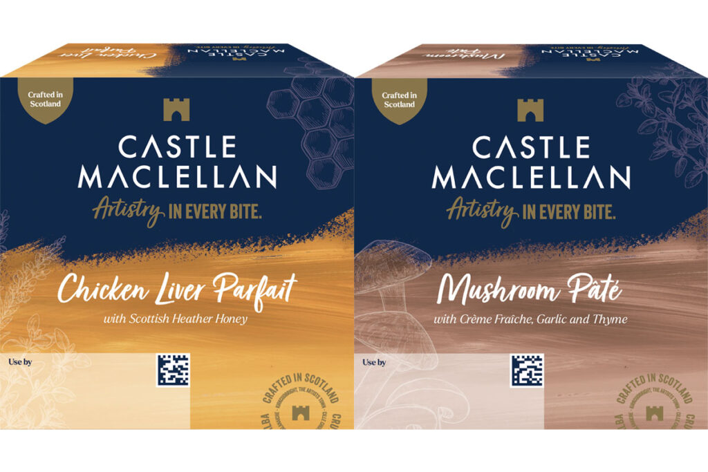 Pack shots of Castle MacLellan Chicken Liver Parfait and Mushroom Pâté.