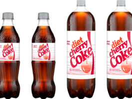 Diet Coke Cherry makes a return to store shelves Pack shots of the relaunched Diet Coke Cherry featuring the classic Diet Coke Cherry design.