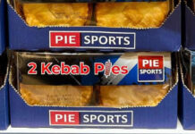 Pie Sports expands listings for Kebab Pies packs Shelves of Pie Sports' Kebab Pies inside a store.