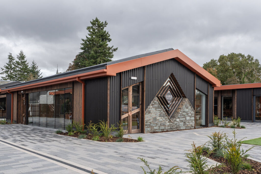 Exterior shot of the Loch Lomond Group's Luss Distillery in Loch Lomond.