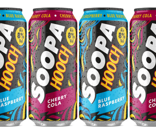 Soopa Hooch rolls out to Asda stores Pack shots of Soopa Hooch Blue Raspberry and Soopa Hooch Cherry Cola.