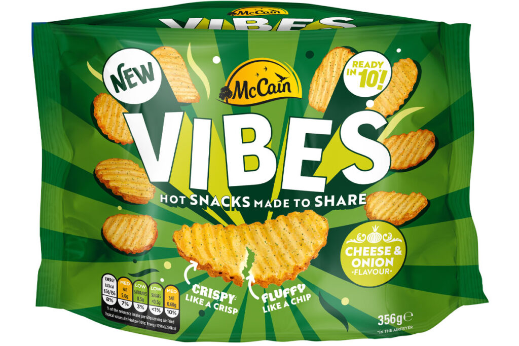 Pack shot of McCain Vibes Cheese & Onion.