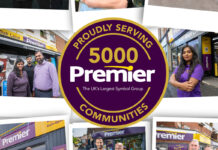 Premier marks 5,000 stores milestone with community giveaway Retailers stand in polaroid-style photos with the Premier 5000 stores logo in the middle.