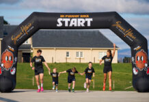 Simon Howie launches first Puddin’ Race fundraiser for SAMH A family line up at the start of the Simon Howie Puddin Race ready to take part in the fundraiser.