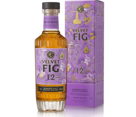 Wemyss Family Spirits unveils return of Velvet Fig series with a 12 Year Old dram Pack shot of Weymss Malts Velvet Fig 12 Years Old bottle with the outer case behind the bottle.