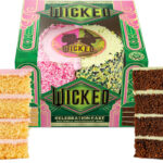 Finsbury launches Wicked Celebration Cake in time for new movie A pack shot of the Wicked Celebration Cake with slices of the cake cut out on either side of the box.