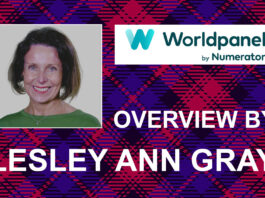 Brand demand is high in Scotland A tartan box with an image of Lesley Ann Gray, strategic insight director at Worldpanel by Numerator, with the Worldpanel logo in a white box next to her headshot.