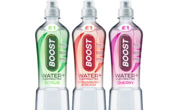 Boost Drinks enters flavoured water category Pack shots of Boost Water + Electrolytes in Cherry, Strawberry & Peach and Citrus variants.