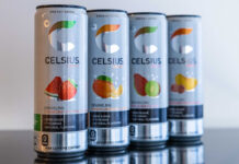 Celsius energy drinks debuts four new fruity flavours Four cans of Celsius Energy drinks stand in a row.
