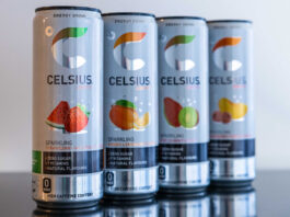 Celsius energy drinks debuts four new fruity flavours Four cans of Celsius Energy drinks stand in a row.