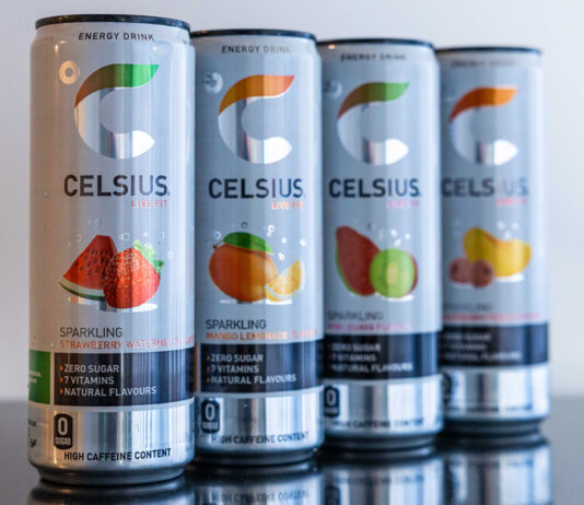 Celsius energy drinks debuts four new fruity flavours Four cans of Celsius Energy drinks stand in a row.