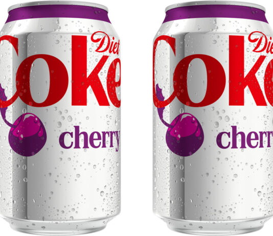 Diet Coke adds permanent Cherry variant Pack shots of Diet Coke Cherry cans.