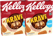 Krave cereal expands with new Caramelised Biscuit and White Chocolate flavour Pack shots of Kellogg's Krave Caramelised Biscuit & White Chocolate packs.