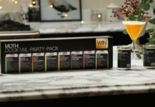 Moth unveils new Cocktail Party Pack The Moth Cocktail Party Pack stands on a kitchen counter with cans of the cocktails next to it and a cocktail serve in a glass.