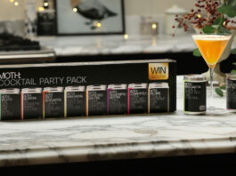 Moth unveils new Cocktail Party Pack The Moth Cocktail Party Pack stands on a kitchen counter with cans of the cocktails next to it and a cocktail serve in a glass.