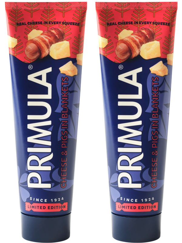 Pack shots of Primula Cheese Pigs in Blankets flavour.
