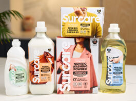 Surcare unveils rebrand across its suite of laundry products Pack shots of the 2025 redesign for Surcare including Washing Up Liquid, Fabric Softener, Non Bio Washing Powder, Non Bio Laundry Capsules and Non Bio Laundry Liquid.