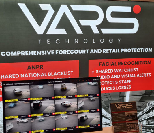 VARS Technology awarded DVLA access to combat drive-offs A VARS Technology stands with its signage behind a table that has a computer screen showing examples of drive-offs happening at forecourt stations.