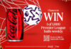Coca-Cola builds Premier League matchday excitement in new promo Promotional image of the Coca-Cola Europacific Partners' 'Guess the Goals' competition featuring a can of Coca-Cola Zero Sugar and a football hitting the back of a goal net. The text reads Chance to Win 1 of 1,000 Premier League balls weekly.