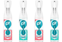 Cif expands Infinite Clean line with Anti-Bac variants Pack shots of Cif Infinite Spray Anti-Bac Apple & Jasmine Spray and Lemon & Aloe Vera Spray.