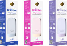 Dove unveils first refillable deodorant Pack shots of Dove Refillable Anti-Perspirant range including Original, Violet & Tonka Bean and Peony & Pineapple.