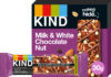 Kind launches first Milk & White Chocolate Nut bar A pack of Kind Milk & White Chocolate Nut Bar stands in the background with a single bar of it in front of the pack.