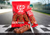KitKat accelerates the break with new Formula 1 chocolate car A pack of KitKat Formula 1 Chocolate Cars as well as a single pack and a chocolate car out of its pack sit on a finish line on a racetrack.