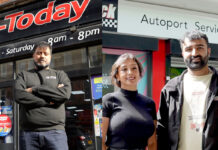 Retailers demand action on black market vapes Mohammed Rajak stands outside his Day-Today store in the image on the left and Shamly & Guna Sud stand outside their RaceTrack Pitstop Autoport store in the image on the right.