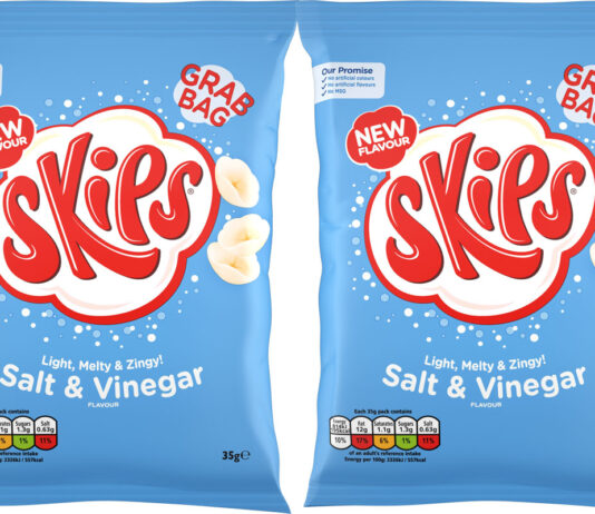 Skips brings back a zing with returning Salt & Vinegar flavour Pack shots of Skips Salt & Vinegar crisps.