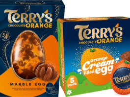 Terry’s Chocolate unveils orange filled Easter range Pack shot of the Terry's Chocolate Orange Marble Egg, Terry's Chocolate Orange Cream Filled Egg Five Pack and Terry's Chocolate Orange Cream Filled Egg single.