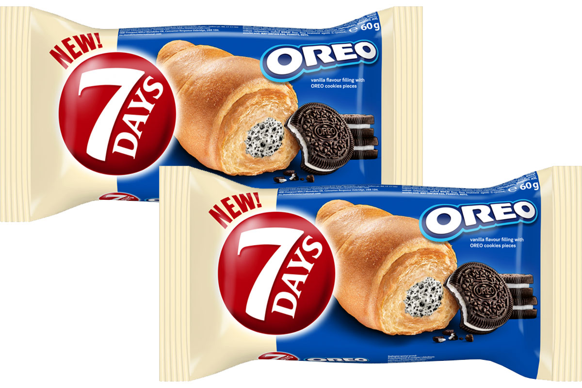 Pack shots of 7 Days Oreo Croissant.