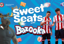 Bazooka Candy launches on-pack partnership with Brentford FC Promotional image for the partnership between Bazooka Candy and Brentford FC with the Bazooka moose mascot and players from Brentford FC sharing a pack of Bazooka sweets.