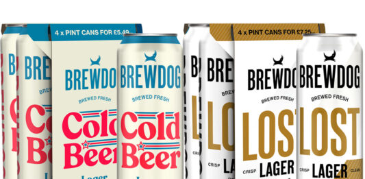 BrewDog introduces new Pint Can four packs Pack shots of BrewDog Cold Beer Pint Can four pack as well as a single pint can and BrewDog Lost Lager pint can four pack as well as a single can.
