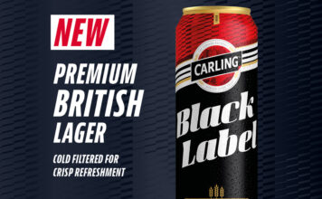 Carling expands with Black Label offering Advertising image for the launch of Carling Black Label featuring a pack shot of its can with text that reads 'New Premium British Lager'.