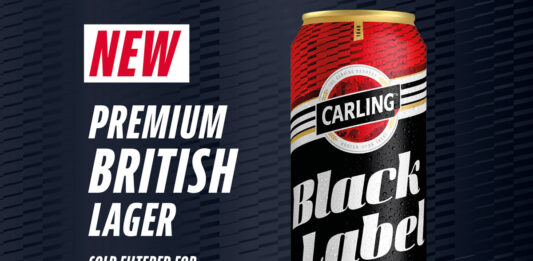 Carling expands with Black Label offering Advertising image for the launch of Carling Black Label featuring a pack shot of its can with text that reads 'New Premium British Lager'.