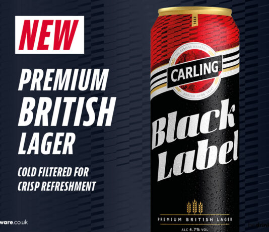 Carling expands with Black Label offering Advertising image for the launch of Carling Black Label featuring a pack shot of its can with text that reads 'New Premium British Lager'.