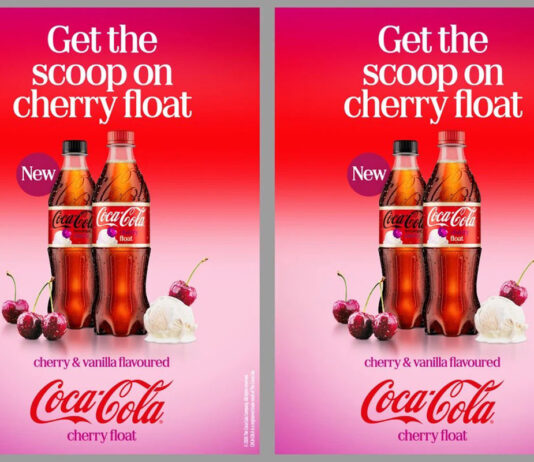 Coca-Cola unveils new Cherry Float flavour Advert for the Coca-Cola Cherry Float launch featuring a bottle of Coca-Cola Original Taste Cherry Float and Coca-Cola Zero Sugar Cherry Float.