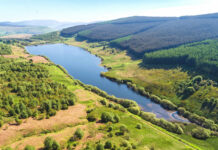 Highland Spring focus on nature with Woodland Trust partnership Aerial shot of the Ochil Hills in Perthshire.