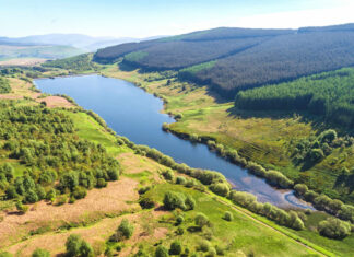 Highland Spring focuses on nature with Woodland Trust partnership Aerial shot of the Ochil Hills in Perthshire.