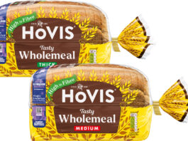 Hovis partners with Magic Breakfast children’s charity Pack shots of Hovis Tasty Wholemeal Thick and Medium Loaves with an on-pack design for Magic Breakfast.
