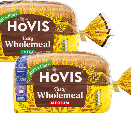 Hovis partners with Magic Breakfast children’s charity Pack shots of Hovis Tasty Wholemeal Thick and Medium Loaves with an on-pack design for Magic Breakfast.