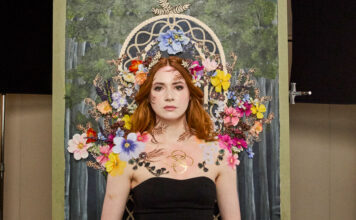 Avengers star Karen Gillan fronts Compass Box whisky Karen Gillan stands in front of a portrait as part of an art design for Compass Box whisky.