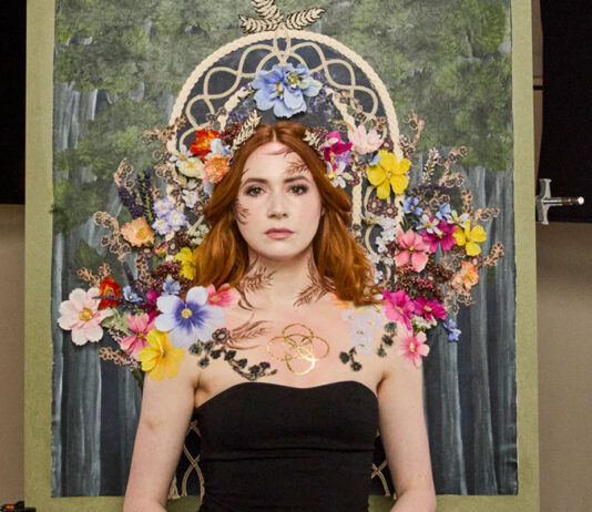Avengers star Karen Gillan fronts Compass Box whisky Karen Gillan stands in front of a portrait as part of an art design for Compass Box whisky.