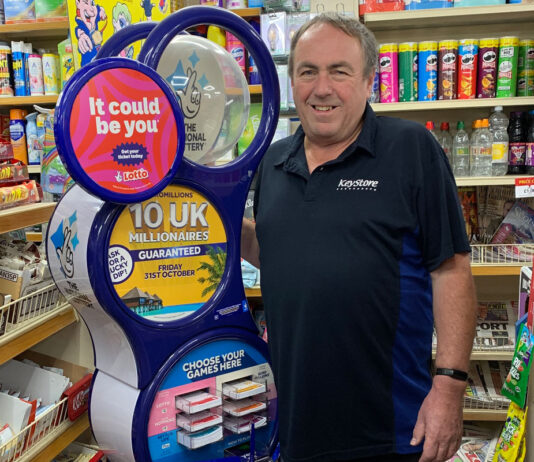 KeyStore retailer pockets £10k from National Lottery Dennis Forsyth, owner of KeyStore Stranrear, stands next to The National Lottery play station in store.