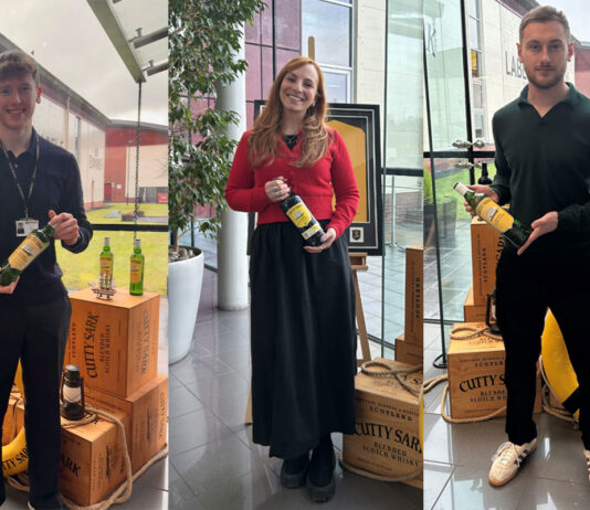 LMB UK strengthens team with new hires Team members from LMB UK hold bottles of Cutty Sark in the company's offices.