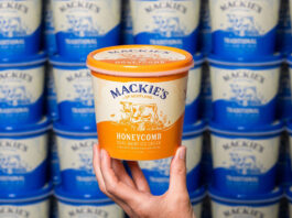 Mackie’s record its highest ever turnover A person holds up a tub of Mackie's of Scotland Honeycomb Ice Cream with a wall of tubs of Mackie's of Scotland Traditional Ice Cream behind it.