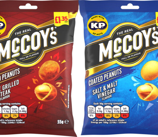 McCoy’s gets nutty with new Coated Peanuts Pack shots of McCoy's Coated Peanuts range with Flame Grilled Steak and Salt & Malted Vinegar variants.