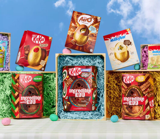 Nestlé cracks open its Easter range for 2026 Image featuring the line up for Nestlé's 2026 Easter selection including Rowntree's Randoms Egg-Venture sharing bag, KitKat Crispy Egg, Aero Egg, Milkybar Egg, Milkybar Easter Friends, KitKat Incredible Marbled Egg Hazelnut, KitKat Chunky Funky Incredible Egg and KitKat Incredible Marbled Egg Salted Caramel.