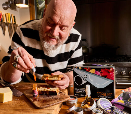 Pilgrims Choice invites George Egg to Bite Into Bold George Egg, also known as the Snack Hacker, adds hot sauce to his cheese toastie.