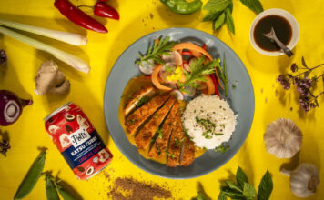 New look brings Potts’ tins to the forefront A plate of Katsu Curry is next to a Potts' can of the curry sauce with ingredients lying around the pair of them.